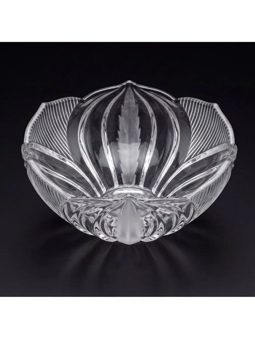 Vintage Yugoslavian 24% Lead Crystal Bowl Handcut Sculptural Design 8 Inches